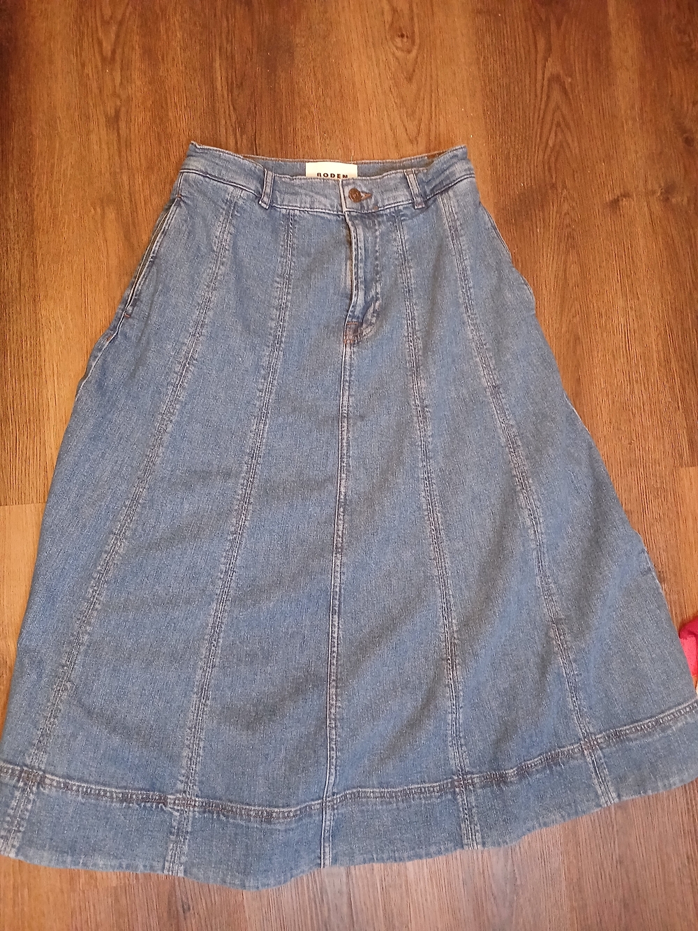 Boden Light Blue Denim A-Line Skirt